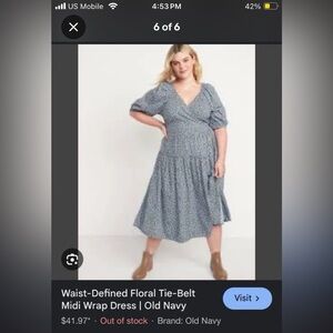 Old Navy Waist Defined Wrap Midi Dress Ditsy Floral L Cottagecore Smocked Tiered